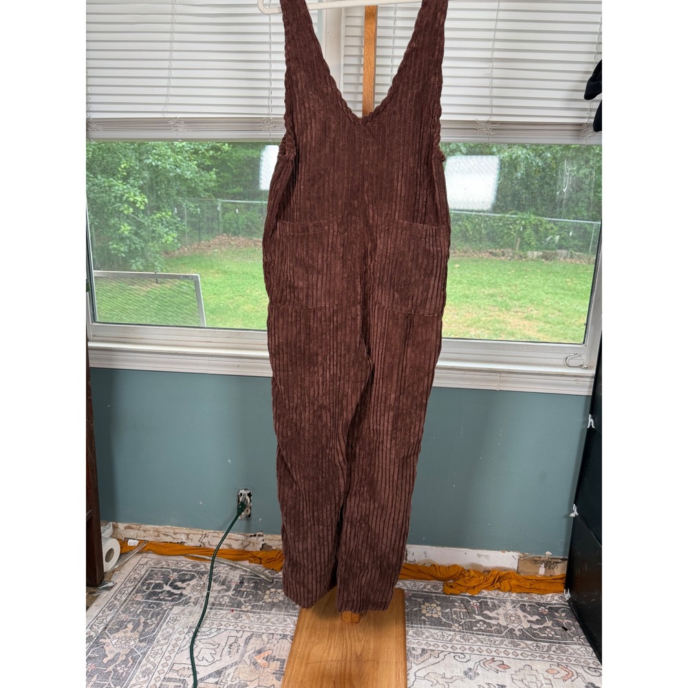 Very J New In Brown Corduroy Overalls Wide Leg Jumpsuit Small NWT